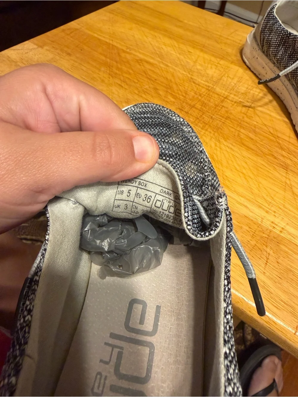 Hey Dude Slip-On Loafers in Charcoal Gray and White